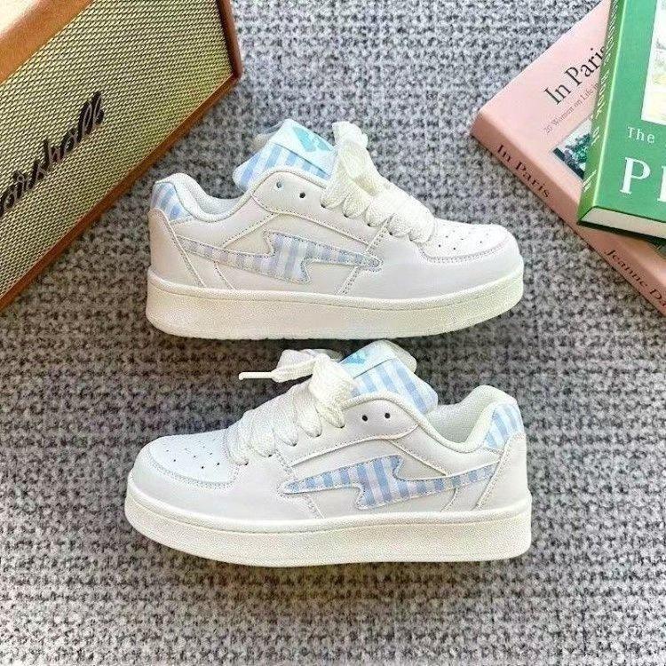Korean version of niche thick-soled checkered bread shoes women's ins tide 2025 autumn new student versatile casual board shoes