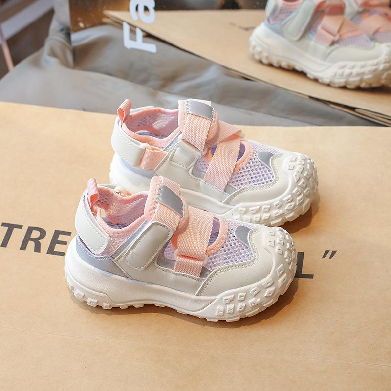 Children's sports sandals 2025 new children's shoes summer baby bag head summer shoes girls net shoes breathable soft sole