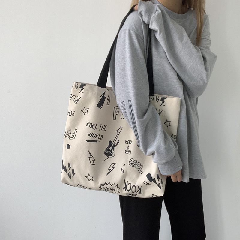 New Canvas Shoulder Bag - Women's Large Capacity Retro Ulzzang College Bookbag for Autumn/Winter