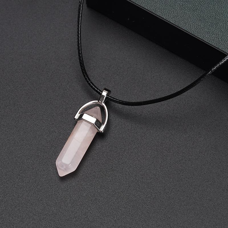 2 Stück/Set Leuchtende Sechseckige Säule Herz Anhänger Partner Magnetische Halskette Naturstein Geometrischer Anhänger Halskette Schmuck Geschenke