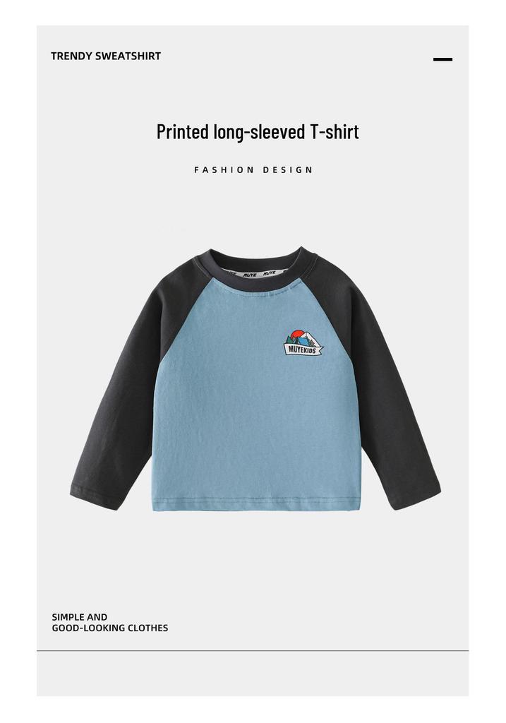 Beiteng Kids' Long Sleeve Cotton Top - Korean Style Casual Wear for Boys & Girls, Autumn Collection.
