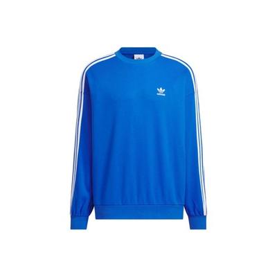 Originals Blå långärmad rundhalsad sweatshirt för män med sportränder