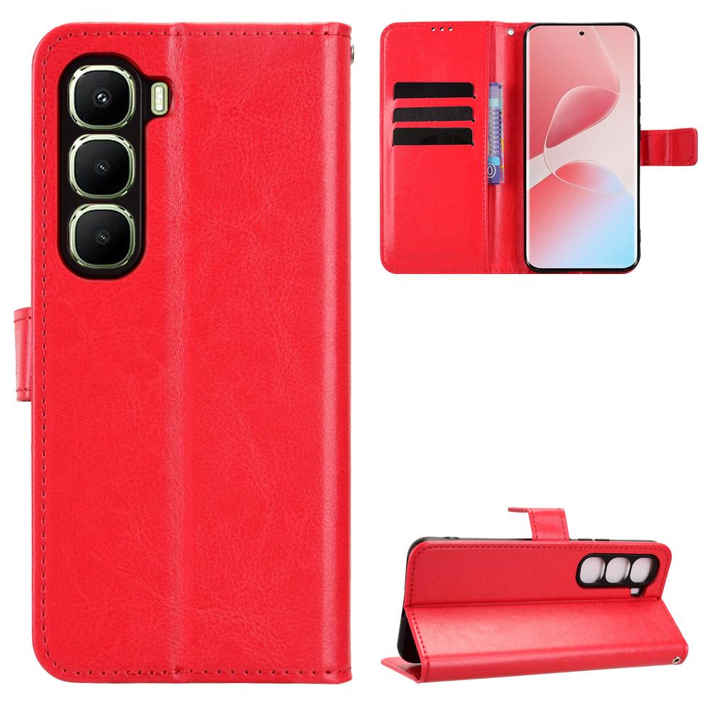 For Infinix Hot 60 Pro+ 4G PU Leather Case with Strap Crazy Horse Texture Phone Wallet Cover