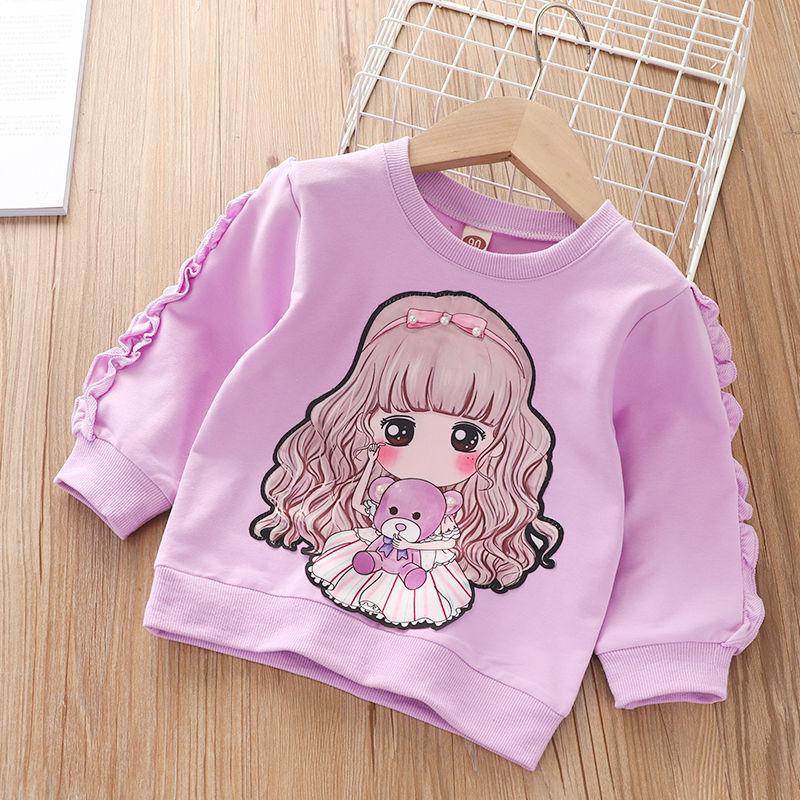 

Модная свободная толстовка с капюшоном для девочек, осенне-зимняя детская рубашка с длинными рукавами и круглым вырезом с рисунком 140cm