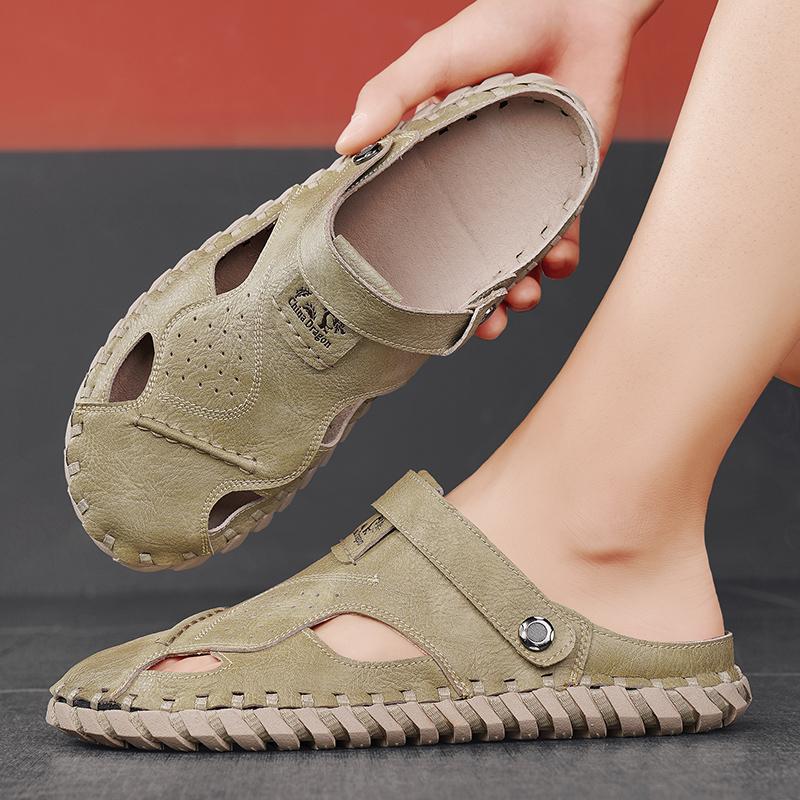Fashion Summer Sandals Men Leather Classic Roman Sandals Slipper Outdoor Sneaker Beach Rubber Flip Flops Men Water Trekking Sandals