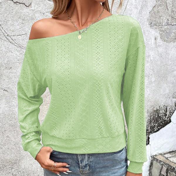 

New Women s Sexy Casual Solid Color Off Shoulder Long Sleeved Shirt XXL