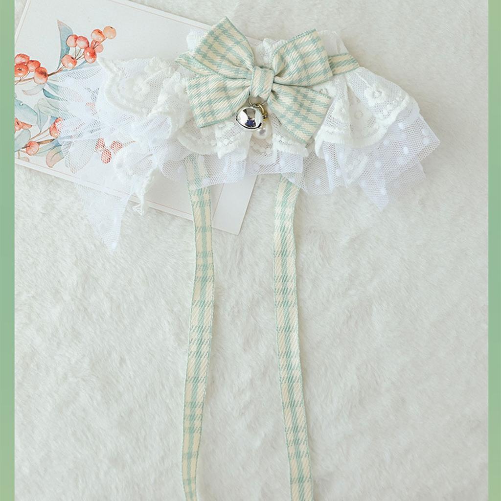 Cat Lace Bib Scarf with Bow Bell Decorations Adjustable Dress Up Accessories Dog Lace Bandana