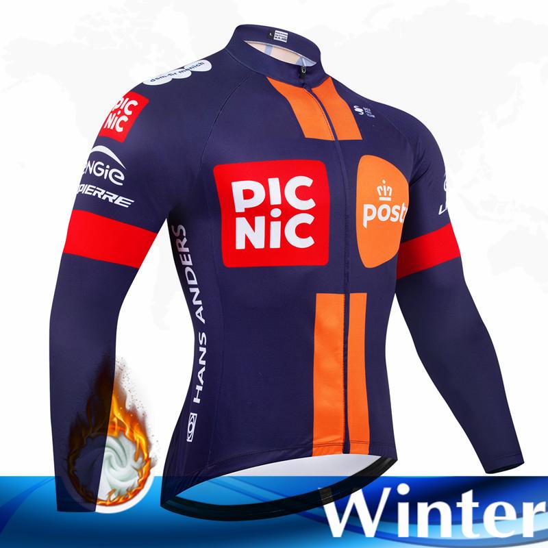 Winter Thermal Fleece Bahrain Long Sleeve Cycling Jersey Set Bib Pants Ropa Ciclismo Bicycle Clothing MTB Bike Mens Team Suit