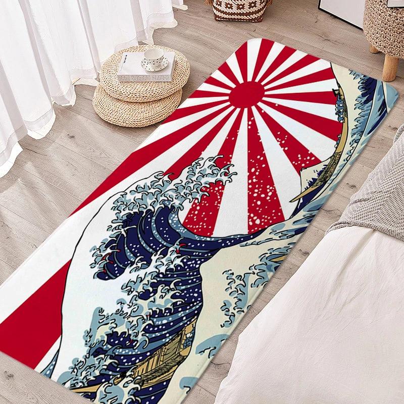 Carpet for Bedroom Japanese Waves Living Room Rugs Kitchen Floor Mat Washable Non-slip Doormat Entrance Door Home Decorations