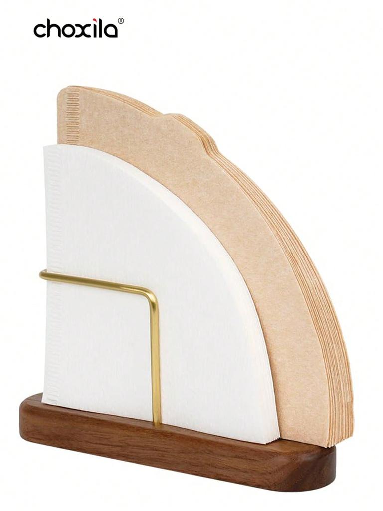 1pc Coffee Filter Paper Holder Filter Paper Rack, Walnut Wooden Filter Paper Stand, Pour Over Coffee Filter Paper Storage