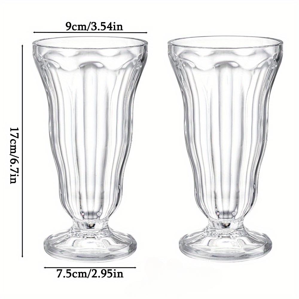 4 ks Akrylové sklenice na mléčný koktejl Plastové sklenice na sodu ve staromódním stylu Nerozbitné sklenice na zmrzlinu na stopce Čiré sklenice na fontánu Pina Colada Skvělé
