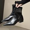 Sharp Pointed Short Boots for Women's New 2025 Autumn and Winter Women's Boots Thick Heel Boots Casual Women's Footwear