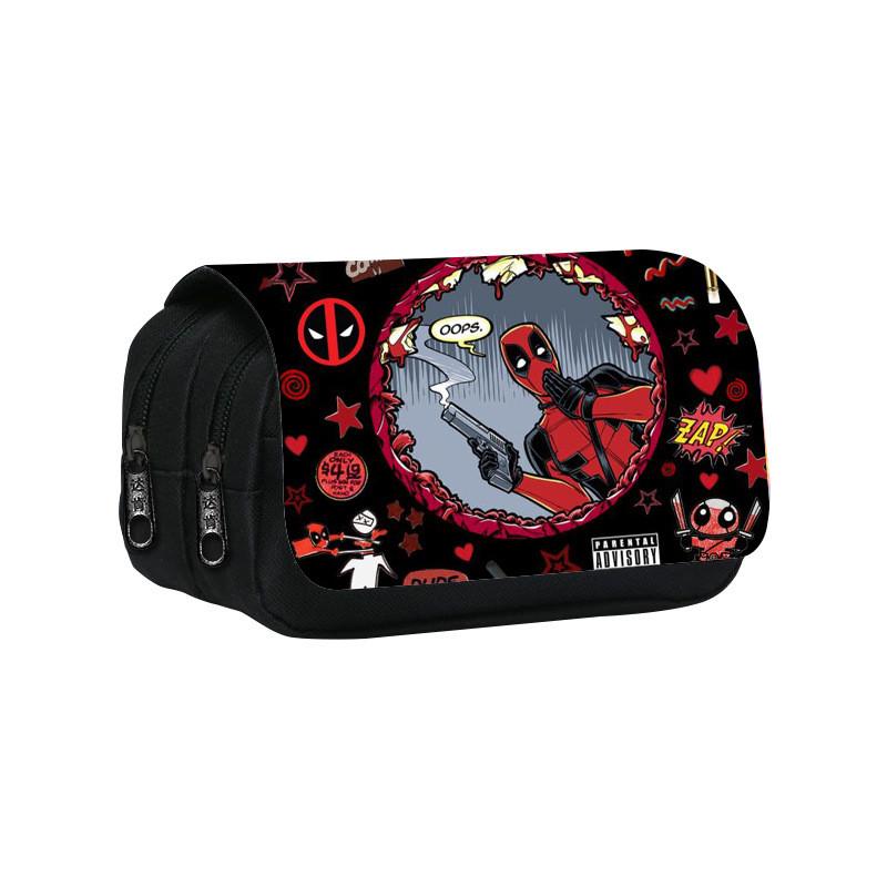 Estuche Doble Capa Marvel Deadpool Con Material de Poliéster Para Estudiantes y Adolescentes