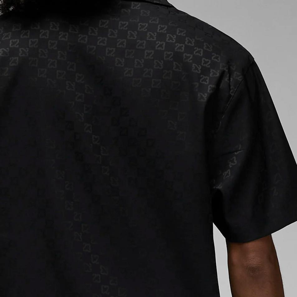 Jordan Koszula męska z krótkim rękawem Essentials z nadrukiem na całej powierzchni, kubańskim kołnierzykiem, topy czarna DX9681-010