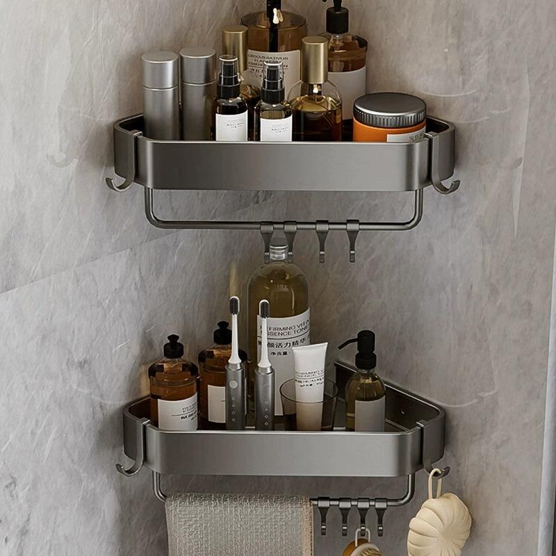 Drill-free Bathroom Shelf Corner Organizer for Shower and Toiletries