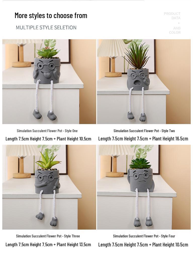 Succulent Cartoon Characters: Cute Creative Desktop Ornaments