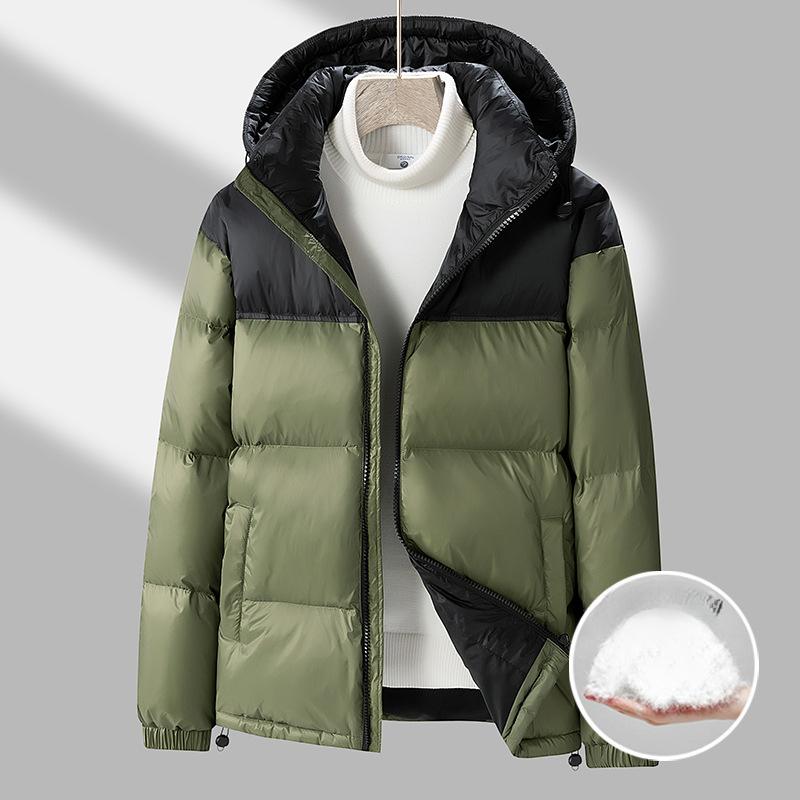 Зимняя новая мужская корейская версия утолщенная теплая куртка с капюшоном контрастного — фото 3