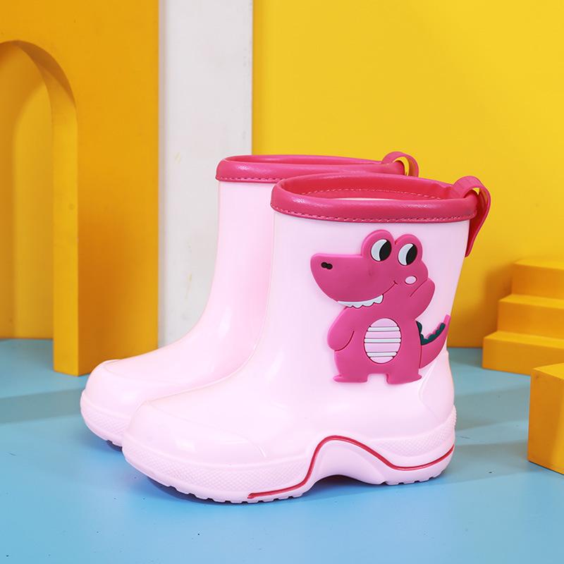 

Waterproof elastic buckle cute crocodile child boy rain boots children, cartoon thickened child girl baby rain shoes 150 (inner length 15cm)
