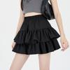 Women's Summer Black A-line Puff Short Skirt - Elastic Waist, Slimming, Anti-Exposure.