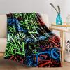 Colorful Alphabet Pattern blanket with Vibrant Letters on Black Background blanket, suitable for use in the bedroom, living room, on the sofa