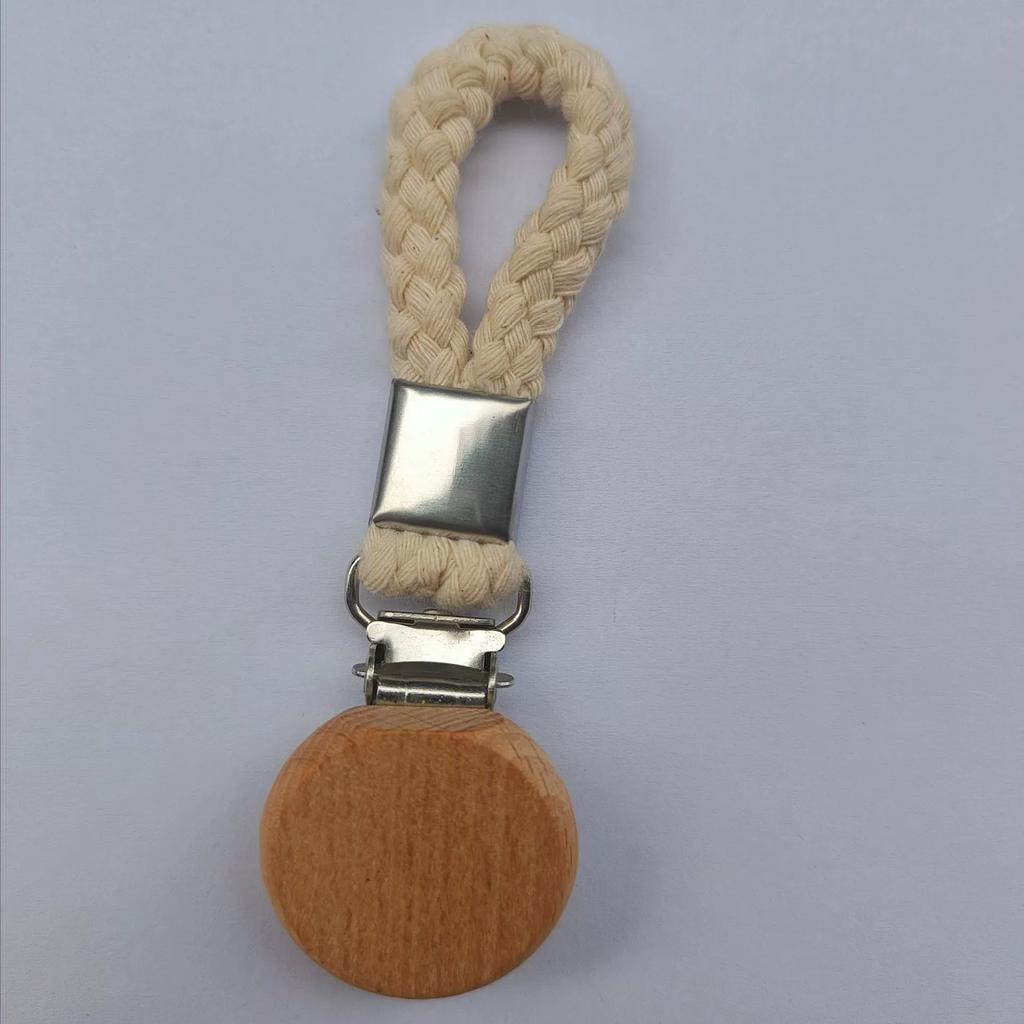 1/2pcs Multi Functional Non Perforated Kitchen Towel Clip, Woven Rope, Beech Wood Round Head Storage, Bathroom Clip