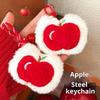 Schattige Pluche Fruit Appel Hanger Sleutelhanger Portemonneetje Zacht Pluche Rits Kleine Portemonnee Rugzak Sleutelhanger Decoratieve Hanger Cadeaus