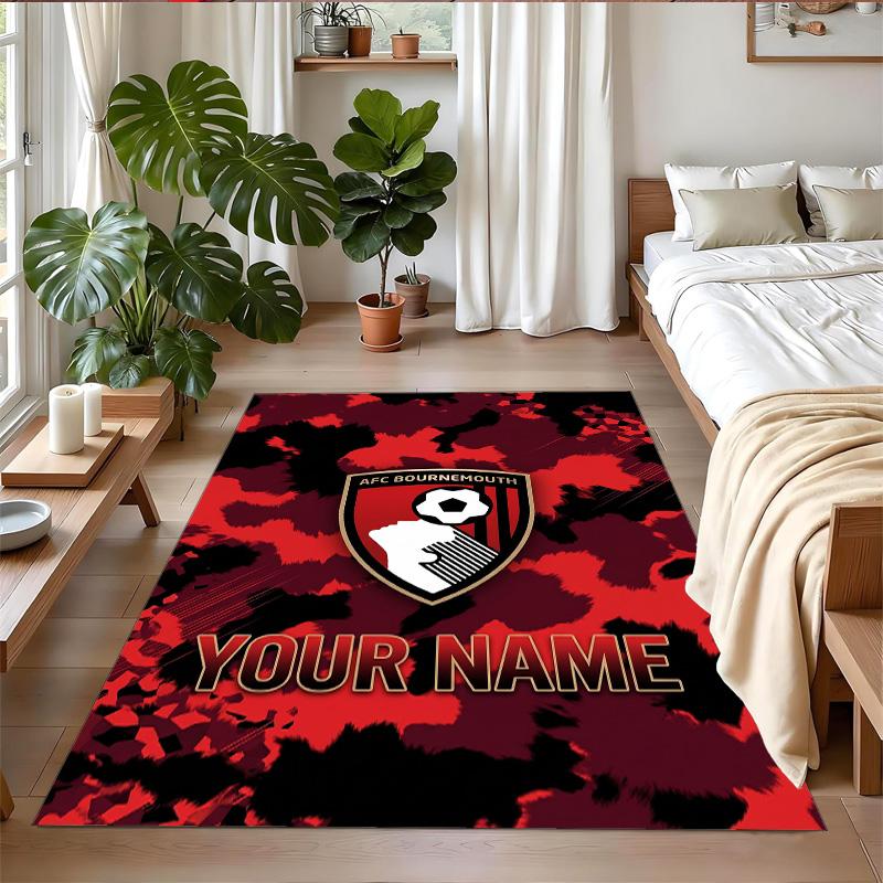 Crystal Velvet Rug Custom Name Text, Soft Non Slip Floor Mat Home DecorBournemouth Football