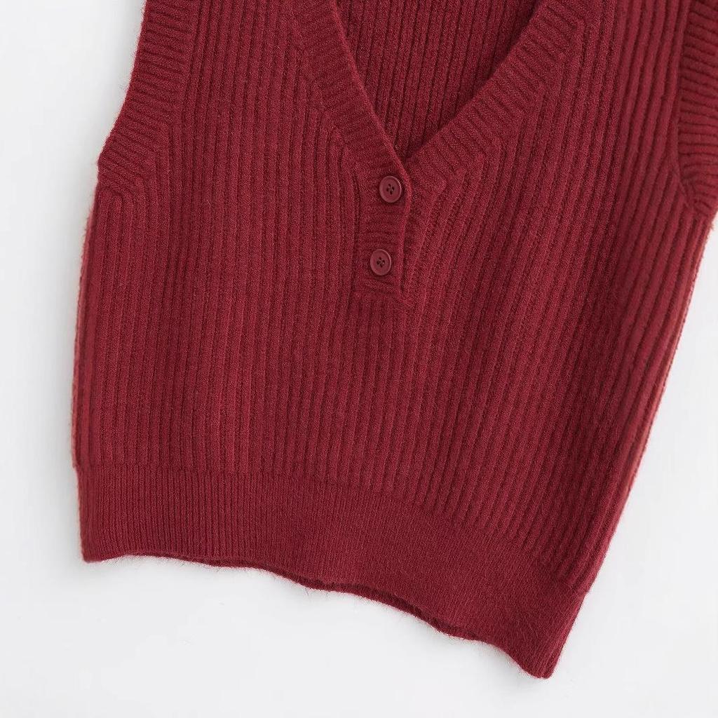 2024 Winter Women’s European & American Style Fashion Sleeveless Two-Tone Versatile Vest