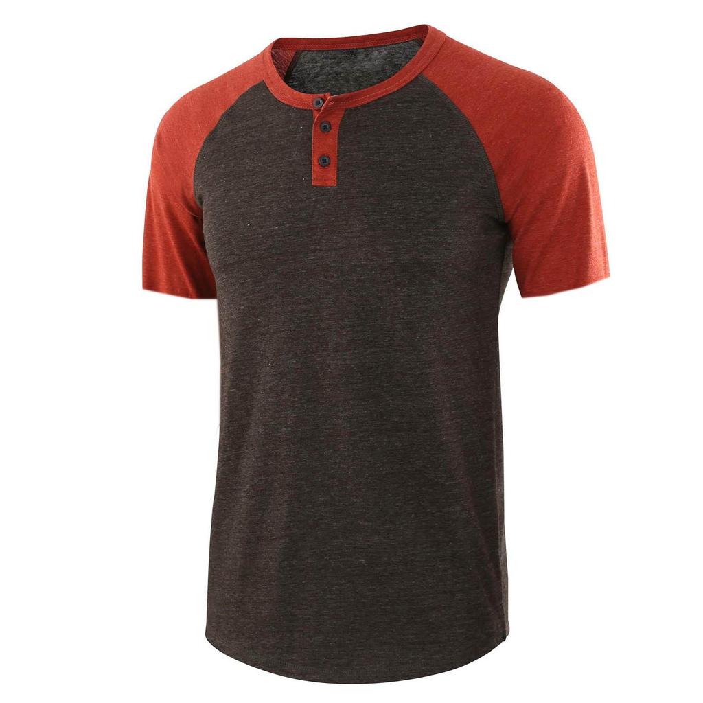 Men Spring Summer Casual Slim Patchwork Short Sleeve T Shirt Top Blouse