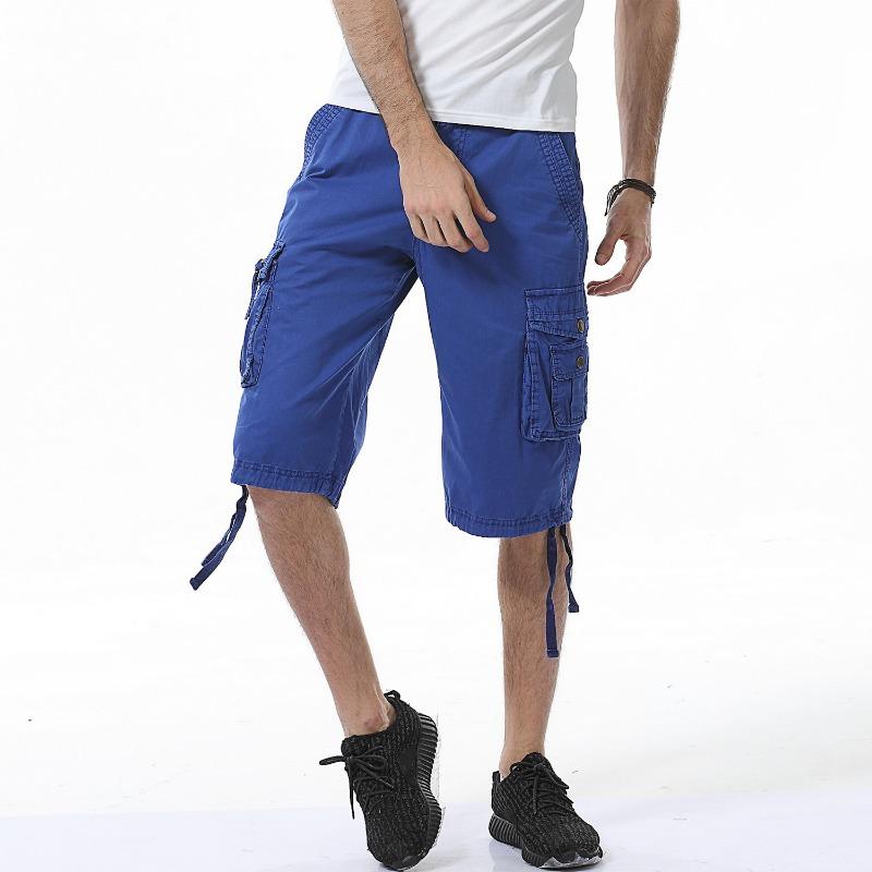 

New Summer Loose Casual Work Pants, Five-inch Pants, Multi-pocket Solid Color Shorts for Men 40 темно-сірий колір
