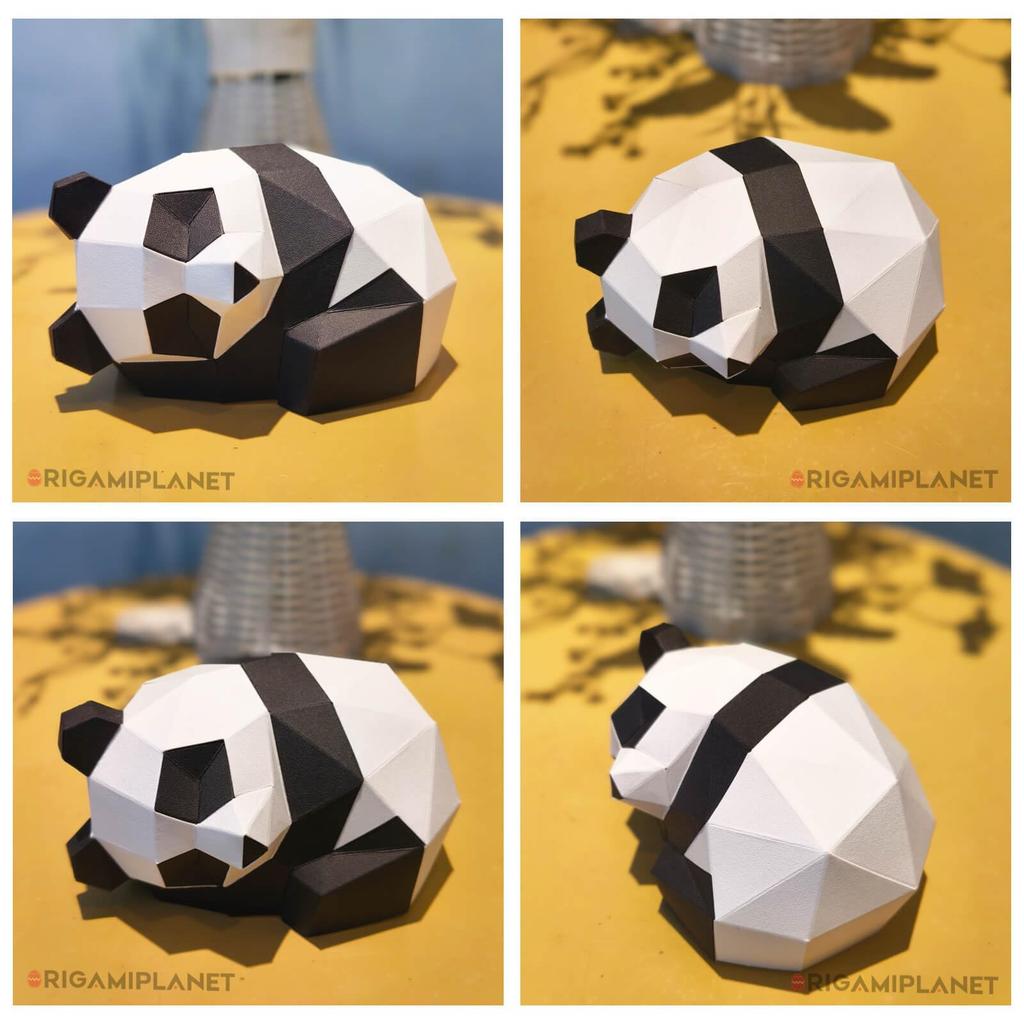ORIGAMIPLANET 3D Origami Papercraft Kit Panda Tuan Fun DIY 3D Panda Paper Art Model for Teens Easy Handmade Animal Figurine Sculpture Gift Set for