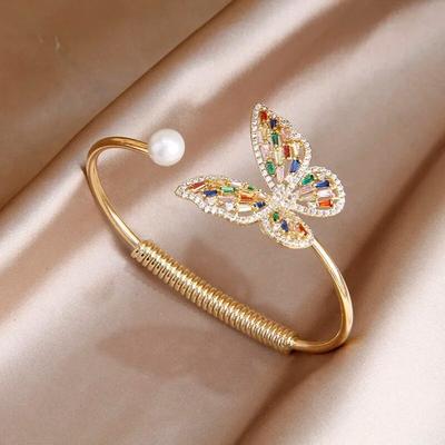 Braccialetti e braccialetti regolabili di lusso a forma di farfalla in cristallo per donne, gioielli di marca alla moda, braccialetti con insetti in zirconia
