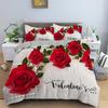 Red Rose King Queen Duvet Cover Romantic Flower Bedding Set Valentine's Day Quilt Cover Couples Floral Polyester Comforter Cover