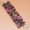 Fluorite  Amethyst Quartz Gemstone Silver Jewelry Bracelet 7-8''