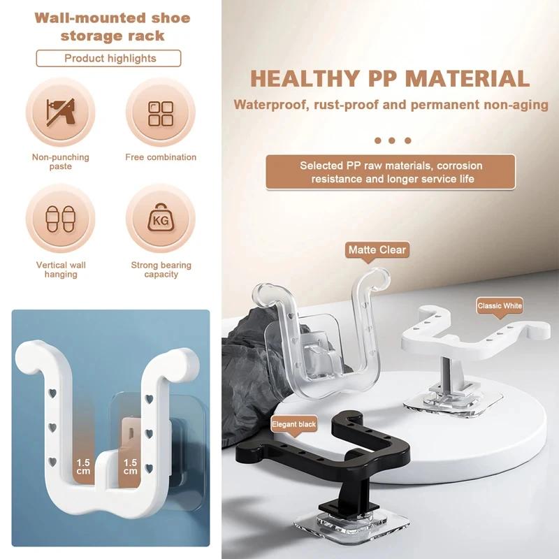 2/4 Slipper Hooks, Bathroom Wall Mounted Non Punched Slipper Rack, Self-adhesive Storage Rack for Slipper Hangers