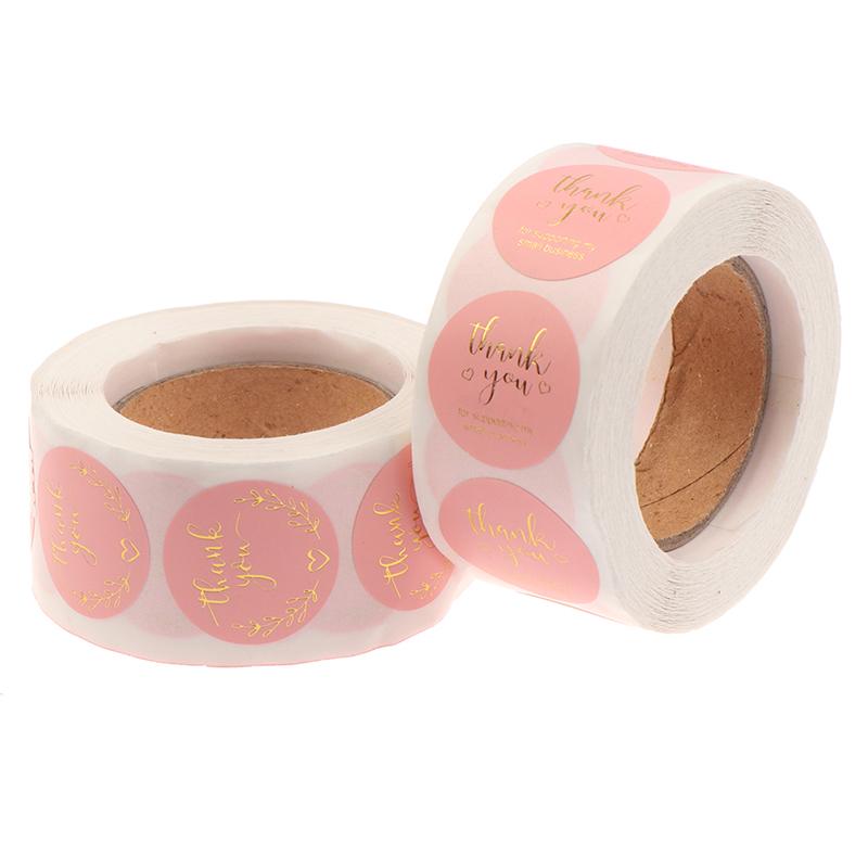 500 ks na roli nálepka s poděkováním Nálepka s pečetí Růžová nálepka s papírovou nálepkou
