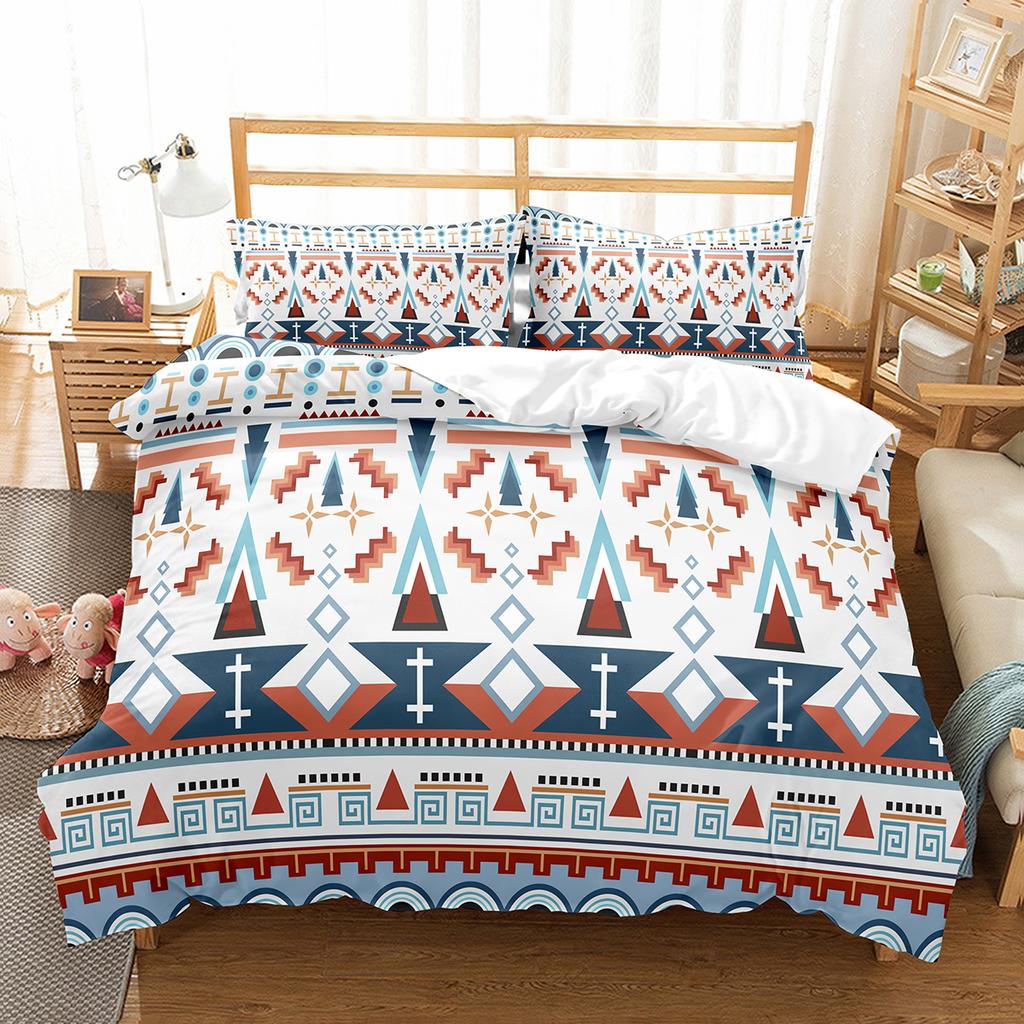 Bohemia Geometric Duvet Cover Queen For Kids Adult Room Microfiber Mandala Comforter Cover Floral Folk Art Abstract Bedding Set