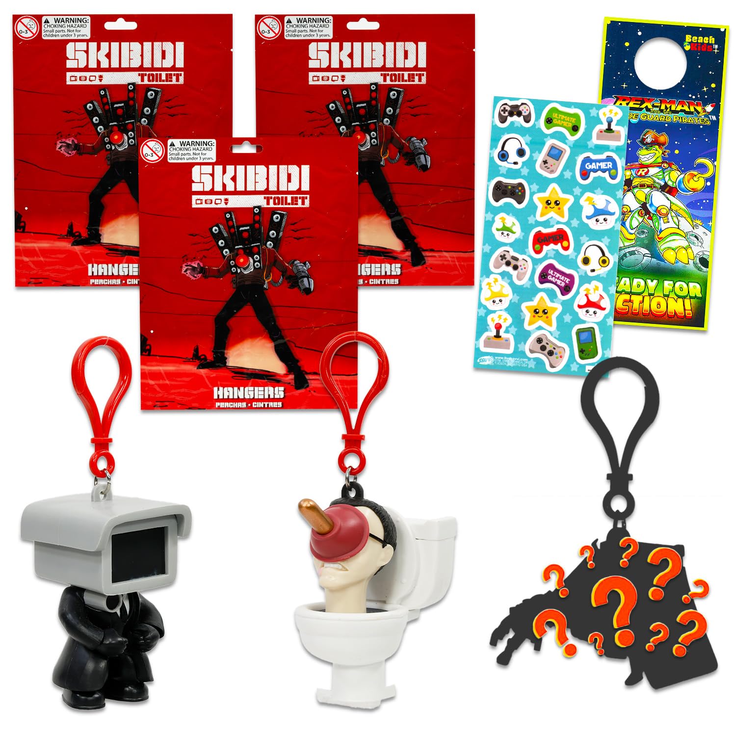 Skibidi Toilet Blind Bag Party Favors, 3-Pack – Includes 3 Mini Figure Keychain Blind Bags, Stickers, and More | Skibidi Toilet Mystery Figures for Ki