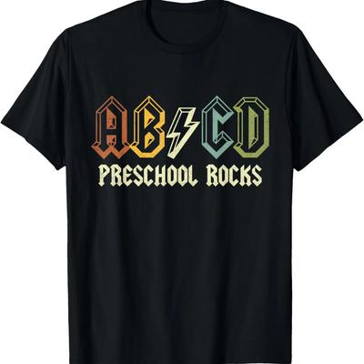 ABCD Zpátky do školy Předškolák ROCKS Vtipné učitelské tričko