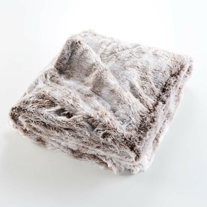 Plaid 180 x 220 cm imitation fourrure antartic Choco