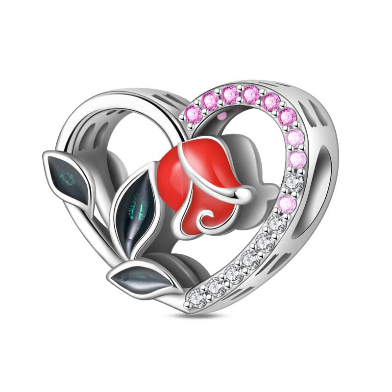 Neworiginalcopper Charm Bead Mother'S Day Love Heart Family Pendant Fits Bracelet Womens Jewelry Gift