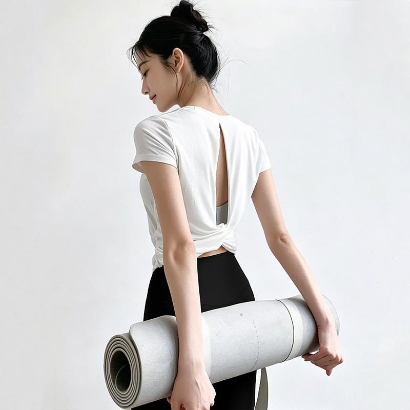 Womens Short Sleeve Yoga Tight Top Slim Fit Sports Running Training Gym Wear