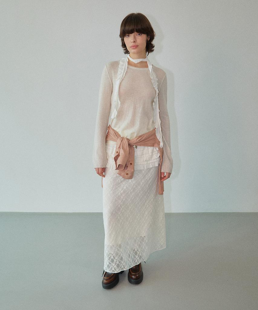 WOVEMENT Daisy Layered Maxi Skirt Ivory Wbdfsk002Iv