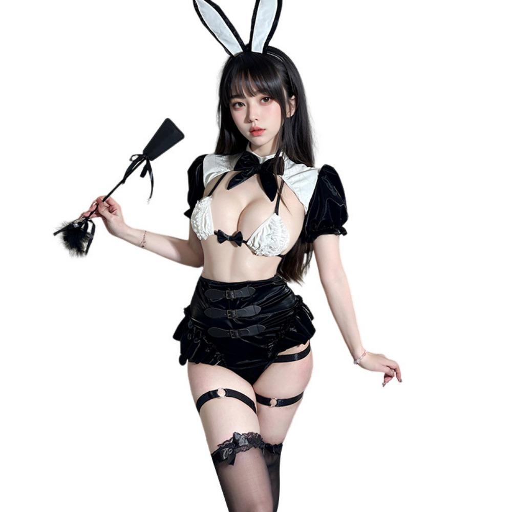Xianyi Sexy Lingerie Patent Leather Sexy One-piece Bunny Uniform Temptation Two-dimensional Cos Flirting Maid Outfit 659