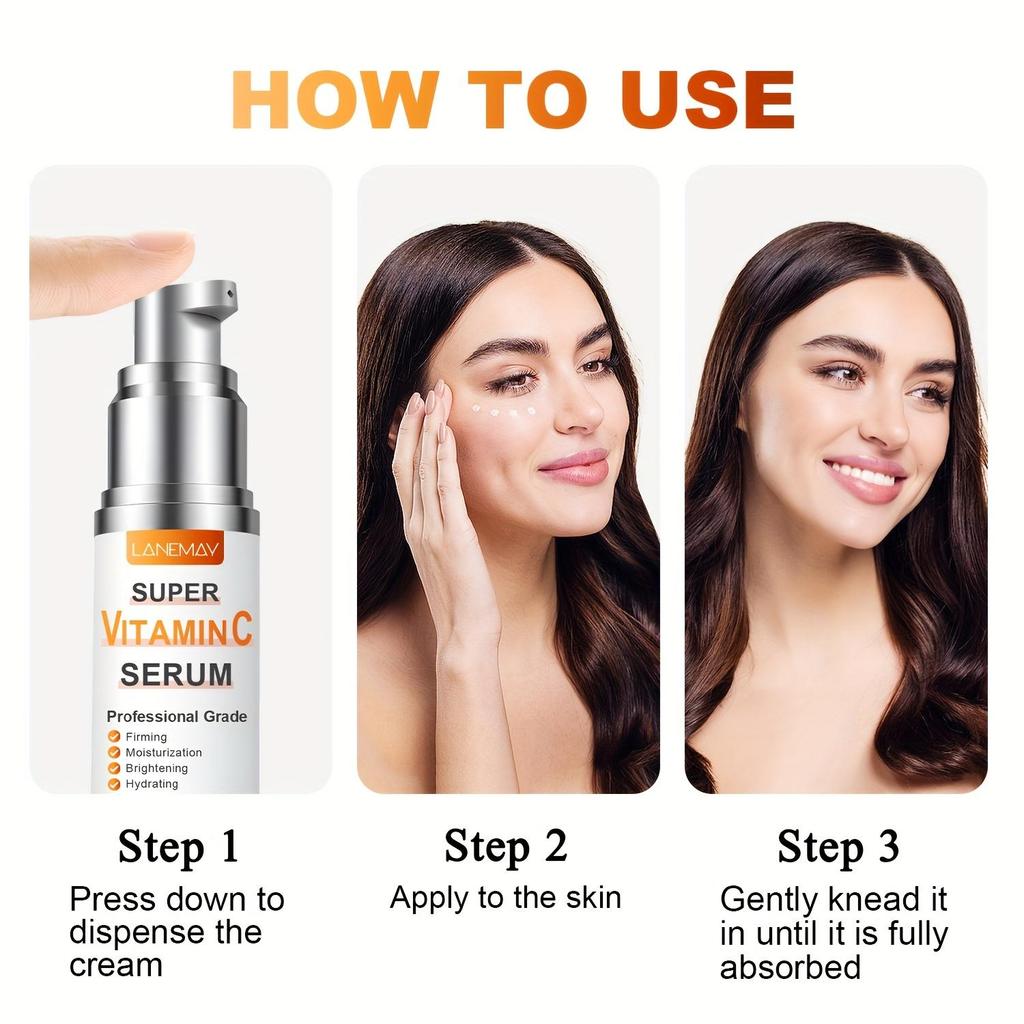 Super Vitamin C Serum - Deep Moisturizing and Hydrating Facial Skin, Brighten Skin and Improve Skin Texture - Suitable for All Skin Types,30ml