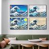 Colorful Kanagawa Giant Wave Retro Art Poster Japanese Ukiyoe Fuji Mountain Canvas Painting Wall Prints Picture Room Home Decor