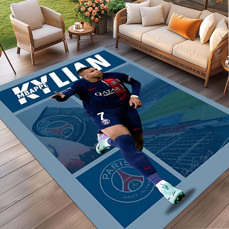 Kylian Mbappe Print Rug, Washable Floor Carpet, For Entryway Dorm Laundry Room Office Study, Home Decor Birthday Christmas Gift