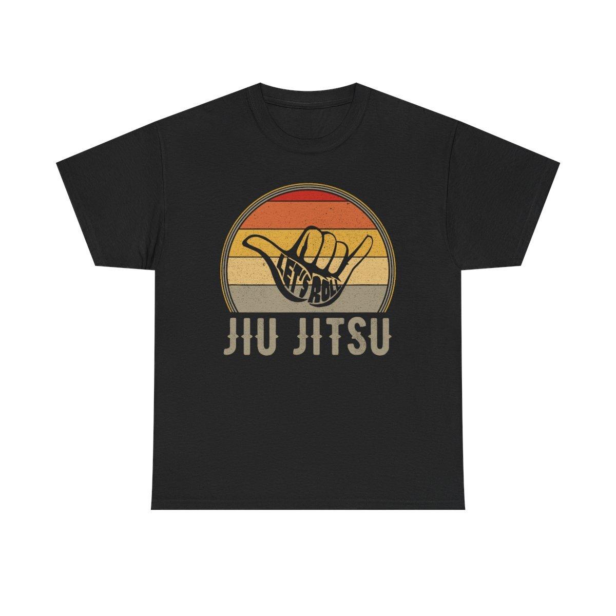 Let s Roll Jiu Jitsu Hand Vintage Sunset Funny Martial Arts ShirtA XL