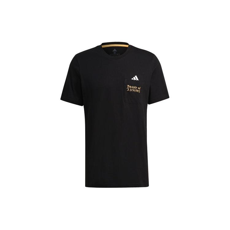 adidas Pocket Tee M Embroidered Sports Short Sleeve Black Men s GT5306 L