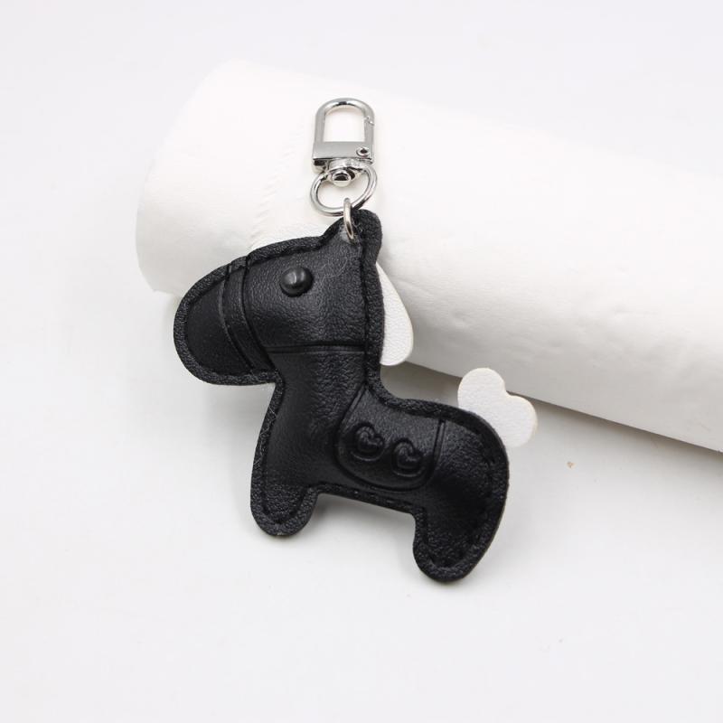 Cute  Women Men'S Cartoon Pu Horse Keychain Car Keyring Bag Pendant Charm Leather Animal Keyfob Sister Bestie Friend Gift